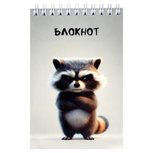 Блокнот, А6, 96 л, вн.блок - клетка, сплошной УФ-лак, гребень по короткой стороне