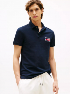 Regular Fit Embroidered Flag Pique Polo
