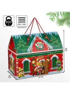 Пакет подарочный-коробка, новогодний «С Новым годом» 37?30?20 см, Щенячий патруль