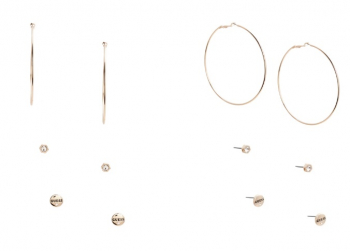 Gold-Tone Logo Hoop and Stud Earrings Set