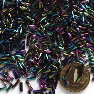 Бисер стеклярус крученный 100 гр бензиновый 409