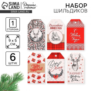 Шильдик новогодний декоративный в наборе «Верь в мечту», 6 шт., 9?5 см