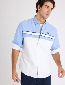 LONG SLEEVE COLORBLOCK COTTON OXFORD SHIRT