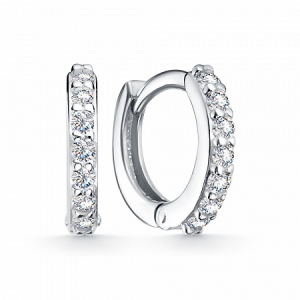 Серьги с фианитом родированные серебро 925*