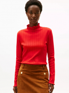 Lettuce-Trim Pointelle Turtleneck T-Shirt