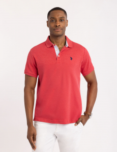 SOLID INTERLOCK POLO SHIRT W WOVEN TRIM