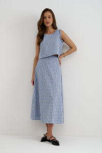 Топ  T25 03_Blue Checkers/Голубой, белый