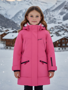 Парка зимняя подростковая для девочки с капюшоном розового цвета 9538R