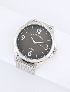 MENS SILVER MESH STRAP WATCH