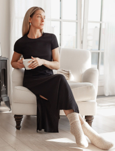 Платье из трикотажа в широкий рубчик