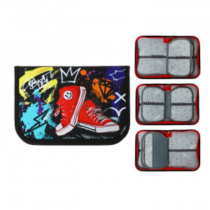 Пенал 3 секции, вкладка внутри, 140 х 210 х 40 мм, тканевый, Calligrata TOP Block 