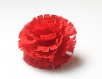 Искусственные цветы, Голова гвоздики бархатная малая для ветки, венка красный