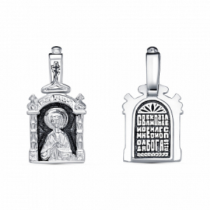Образ (Вмч. Пантелеймон Целитель) из серебра частичное чернение литье