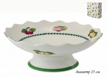 105-825 Фруктовница на ножке 25 см  ФРУКТЫ в под.уп.(х12)