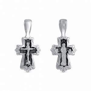 Крест (образ Валаамская) из серебра литье частичное чернение