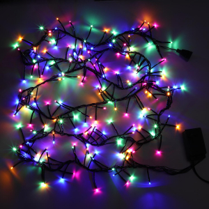 Гирлянда кластерная 200 LED 3 м черный провод с коннектором цветная (пять цветов)