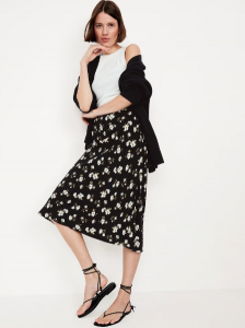 Crepe A-Line Midi Skirt