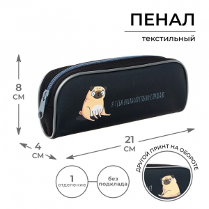 Пенал мягкий, 1 отделение, 80 х 210 х 40 мм, объёмный, Calligrata ПМО 21-20, 