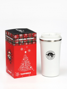 Термокружка Мастер К Original Coffee, 500 мл, сохраняет тепло 10 ч, нержавеющая сталь, белая