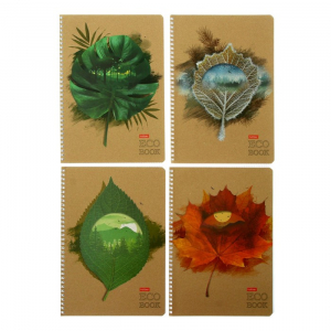 Тетрадь А4, 96 листов в клетку на гребне «Времена года», обложка крафт-картон, МИКС