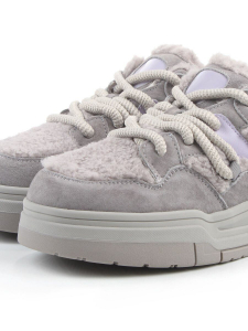 04-P123-2C GRAY Кроссовки демисезонные женские (натуральная замша, натуральная кожа, текстиль)