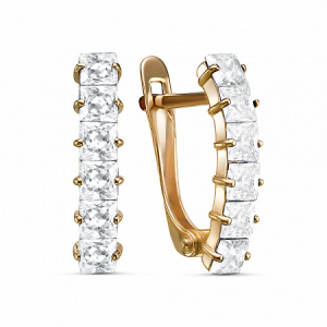 Серьги с фианитом позолоченные серебро 925*