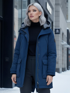 Парка женская зимняя MTFORCE c капюшоном синего цвета 2329S