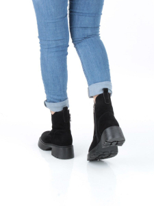 04-M3-1479 BLACK Ботинки зимние женские (натуральная замша, натуральный мех)