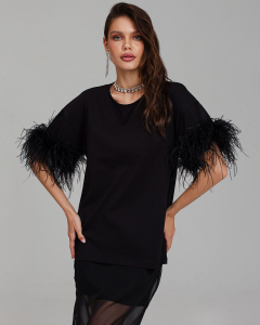 Футболка с перьями страуса FSP001