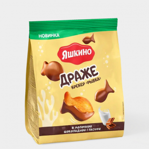 «Яшкино», драже  крекер «рыбка» в молочной шоколадной глазури, 180 г