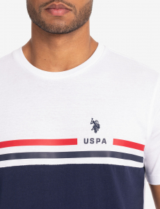 USPA STRIPE PRINT JERSEY T-SHIRT