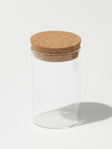 Банка для хранения, стеклянная, с крышкой пробкой, d=6.5?10?6.5 см, прозрачная