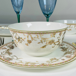 125-111 Набор из 6 салатников 18см. ЗОЛОТОЙ ЦВЕТОК в под.уп.(х6) Костяной фарфор