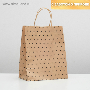 Пакет крафт, «Горошек», 24 х 14 х 30 см 4913090