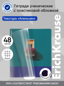 Тетрадь 48 листов в клетку ErichKrause CoverPrо fizzy, Emeeald Frame, с пластиковой обложкой, на скобе