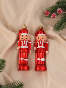 Ёлочные игрушки 2 шт. «Зимнее волшебство. Щелкунчик»,14?3 см, бело-красный