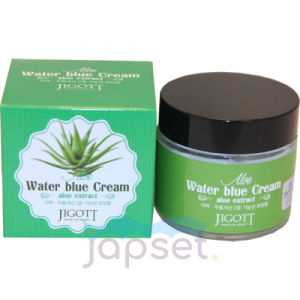 Jigott ALOE WATER BLUE CREAM, Успокаивающий крем с экстрактом алое, 70 мл