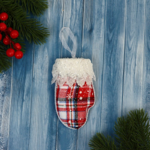 Ёлочная игрушка «Рукавица элит» 7?12 см, красно-белый