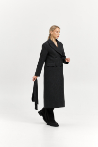 Пальто женское демисезонное 26102 (серый/диагональ)