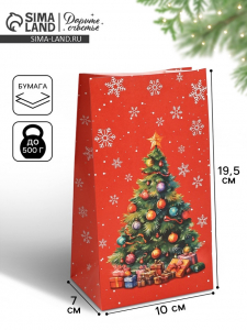 Пакет подарочный без ручек новогодний «Ёлочка», 10?19.5?7 см