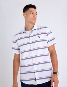 SHORT SLEEVE ENGINEERED STRIPE OXFORD SHIRT
