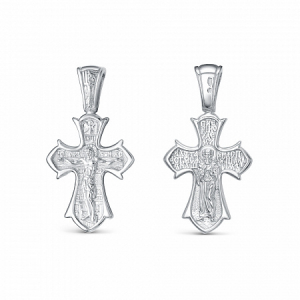 Крест (свт.Николай) из серебра литье белый