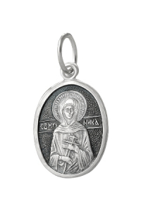 Образ (Мц. Ника Коринфская) из серебра частично черненый штампованный