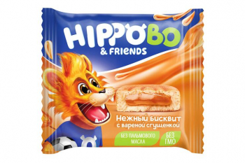 «HIPPO BONDI & FRIENDS», бисквитное пирожное с вареной сгущенкой, 32 г (упаковка 12 шт)