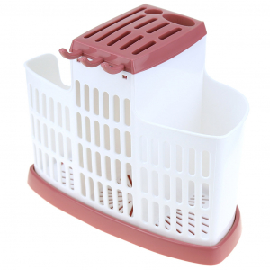 Подставка для столовых приборов пластмассовая 19х25х14,5см, ягодный (Россия)