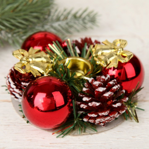 Подсвечник на одну свечу «Колокольчики» шишки, шарики, 11?4 см, d=2 см