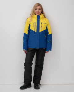 Горнолыжный костюм женский зимний УЦЕНКА желтого цвета 02815J
