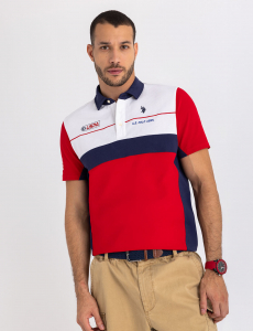 COLOR BLOCK RACE GRAPHIC PIQUE POLO SHIRT