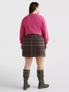 Curve Check Wrap Mini Skirt