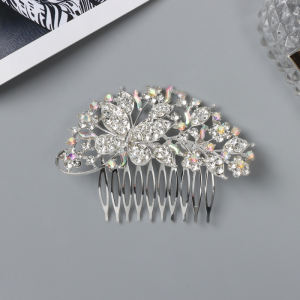 Гребень для волос QF «Молли», бабочка, 8?6 см, серебро